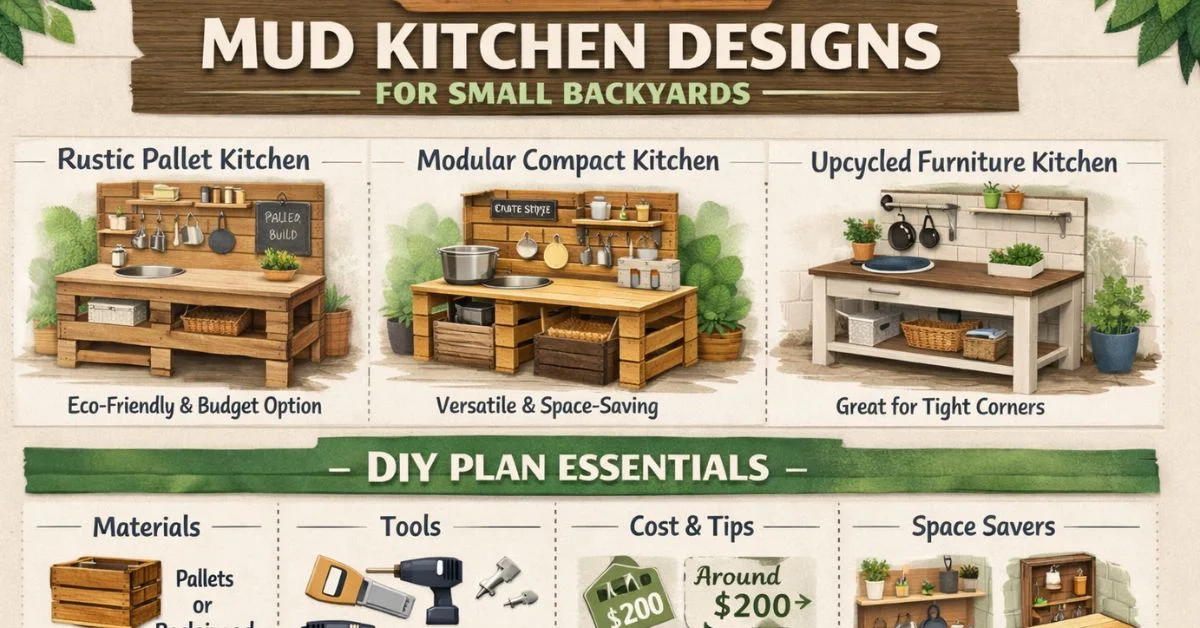 Modern DIY Mud Kitchen Designs Plans for Small Backyards