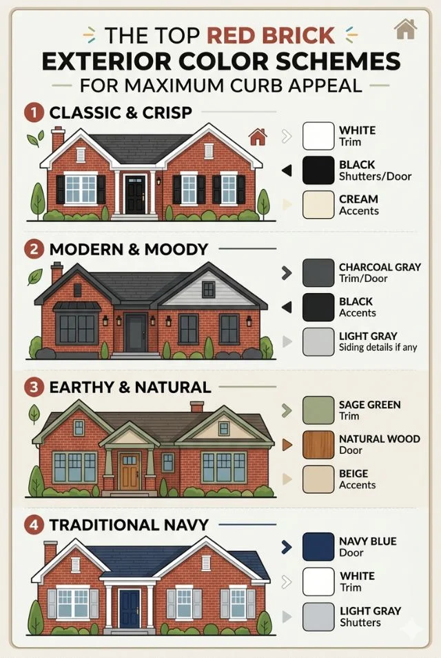 The Top Red Brick Exterior Color Schemes for Maximum Curb Appeal