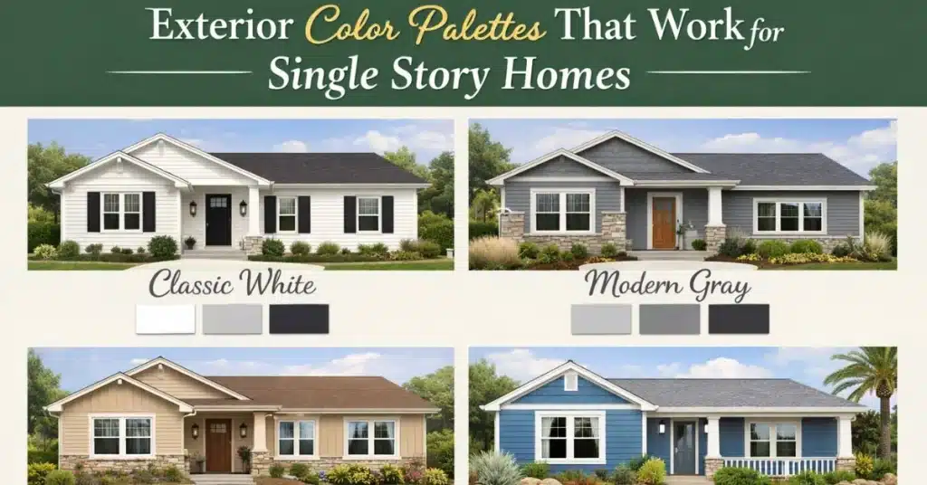 Exterior Color Palettes That Work for Single Story Homes