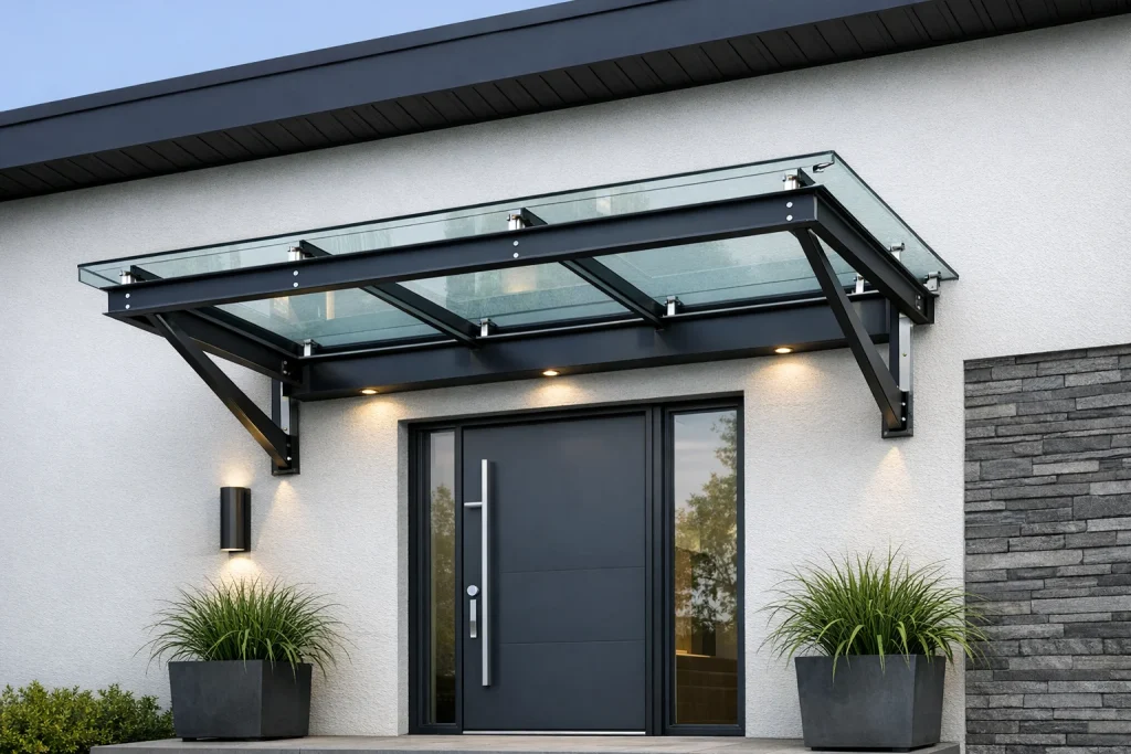 Glass and Steel Entry Canopy