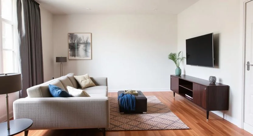 Floating Sofa + Wall-Mounted TV