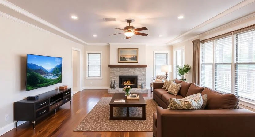 Long Living Room ideas with TV